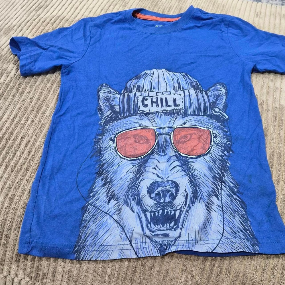 Wonder Nation Boys Blue Chill Wolf Sunglasses Graphic Tee Size Small 6-7